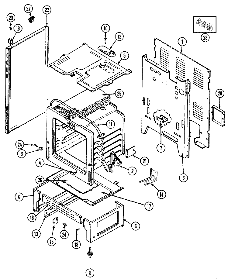 BODY Diagram and Parts List for H3531WUW  Hardwick Range