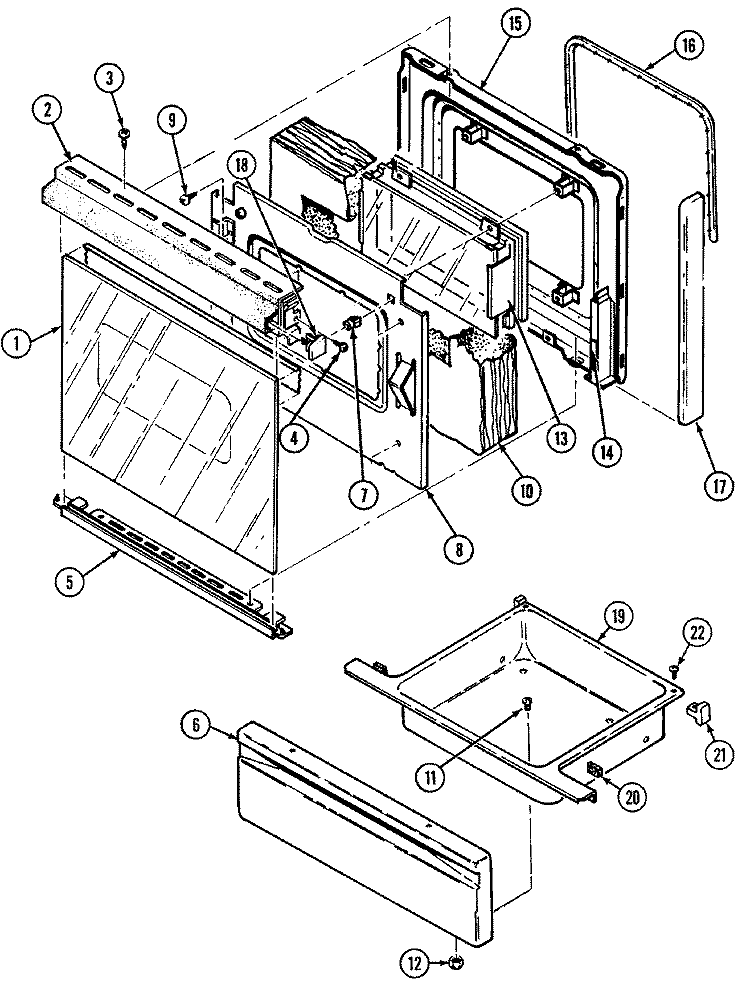 DOOR / DRAWER (H3531XUx) Diagram and Parts List for H3531WUW  Hardwick Range