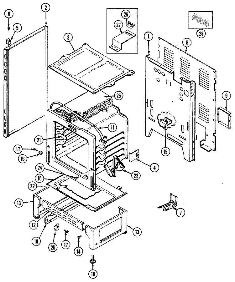 BODY Diagram and Parts List for H3657XUW  Hardwick Range
