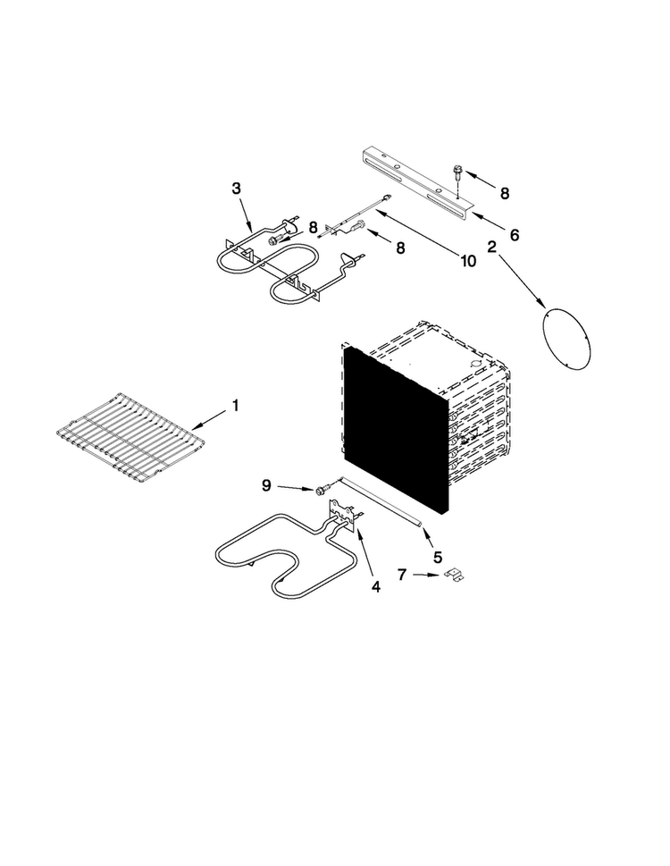 Internal Oven Parts Diagram and Parts List for JJW2327WS00  Jenn-Air Wall Oven