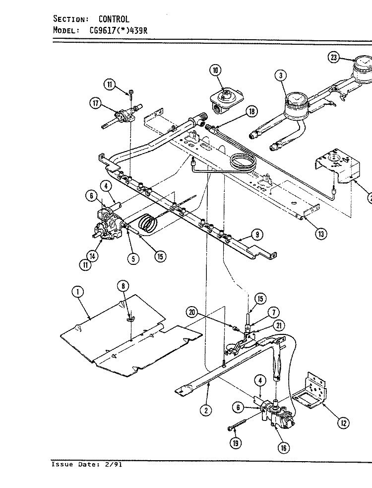 CONTROL Diagram and Parts List for CG9617A439R  Hardwick Range