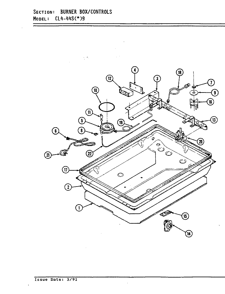 CONTROLS Diagram and Parts List for CL4-44SW9  Hardwick Cooktop