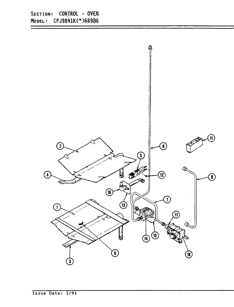 CONTROL / OVEN Diagram and Parts List for CPJ9841KA689DG  Hardwick Range