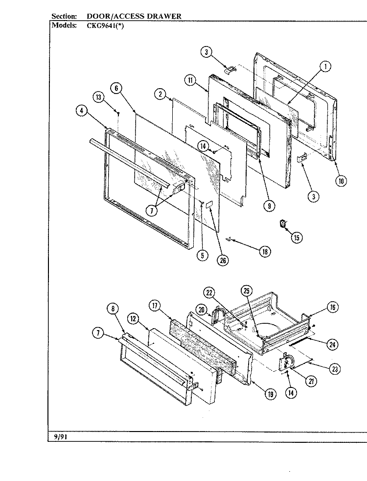 DOOR / DRAWER Diagram and Parts List for CKG9641W589RGC  Hardwick Range
