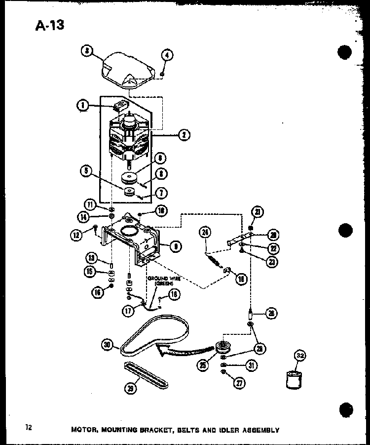 Motor Diagram and Parts List for TAA200 P75751-13W Amana Washer