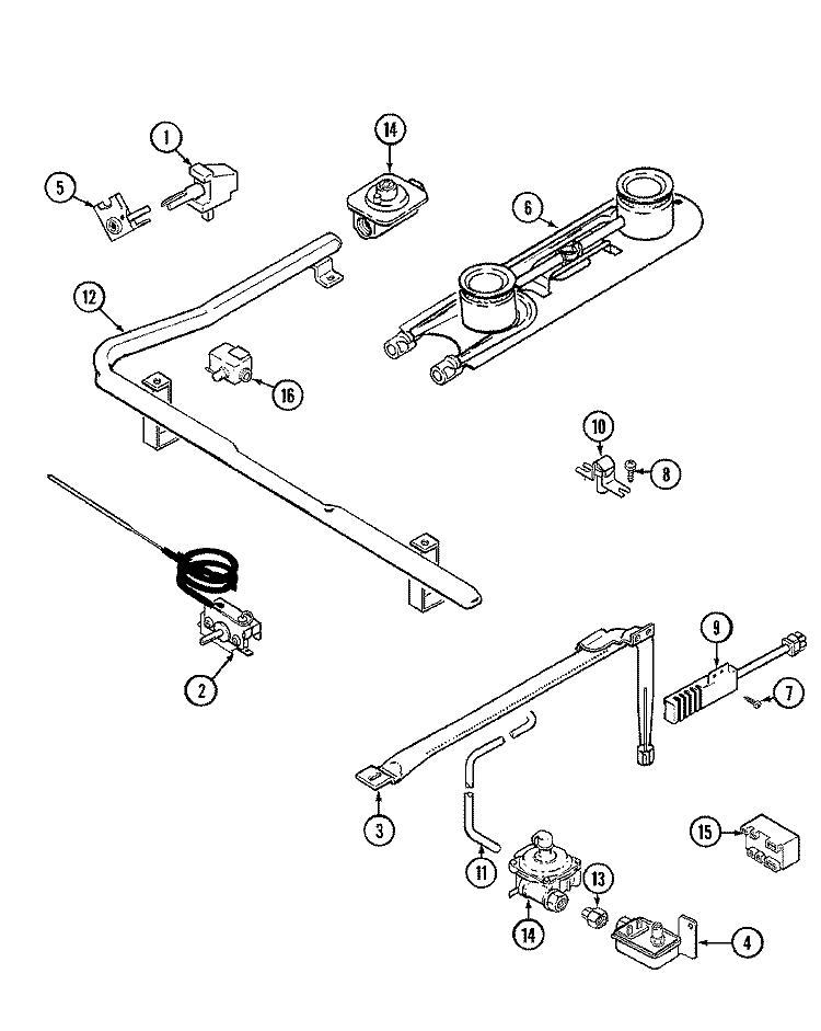 GAS CONTROLS Diagram and Parts List for H3131XRA  Hardwick Range