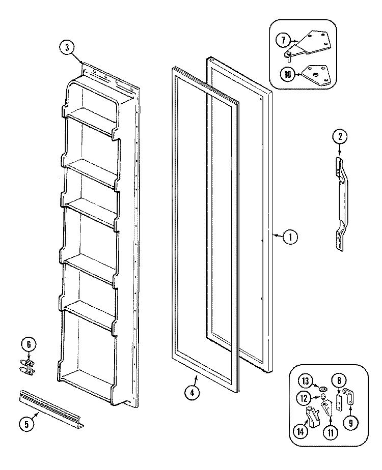 FREEZER DOOR Diagram and Parts List for RSCA207AAM  Admiral Refrigerator