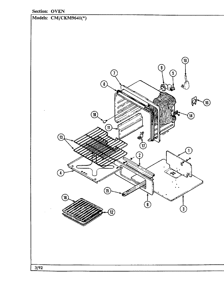 OVEN Diagram and Parts List for CKM9641W589RGC  Hardwick Range
