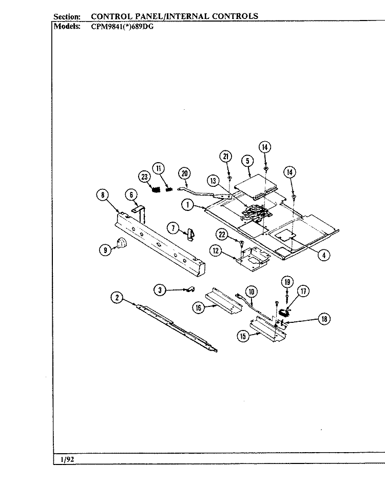 INTERNAL CONTROLS Diagram and Parts List for CPM9841W689DG  Hardwick Range