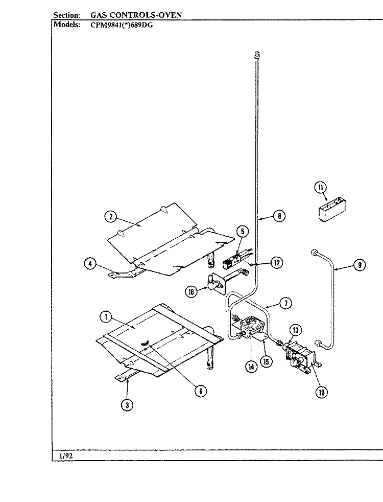 GAS CONTROLS Diagram and Parts List for CPM9841W689DG  Hardwick Range