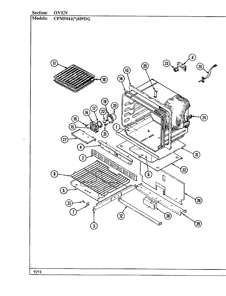 OVEN Diagram and Parts List for CPM9841W689DG  Hardwick Range