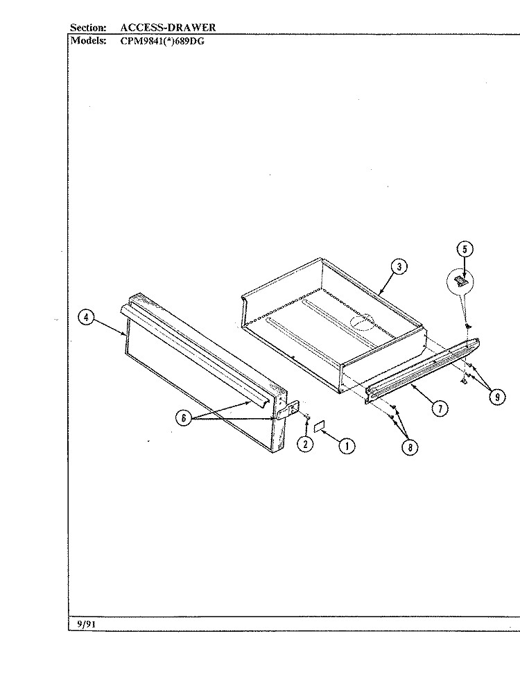 DRAWER Diagram and Parts List for CPM9841W689DG  Hardwick Range