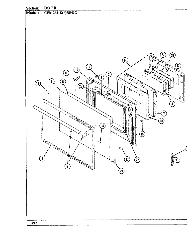 DOOR Diagram and Parts List for CPM9841KW689DG  Hardwick Range