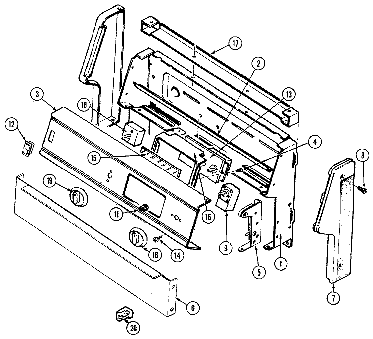 CONTROL PANEL Diagram and Parts List for CRGA650AAL  Admiral Range