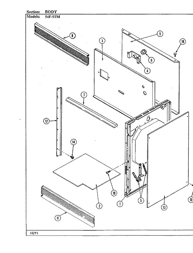 BODY Diagram and Parts List for 54FN-5TKXWM  Magic Chef Microwave Oven Combo