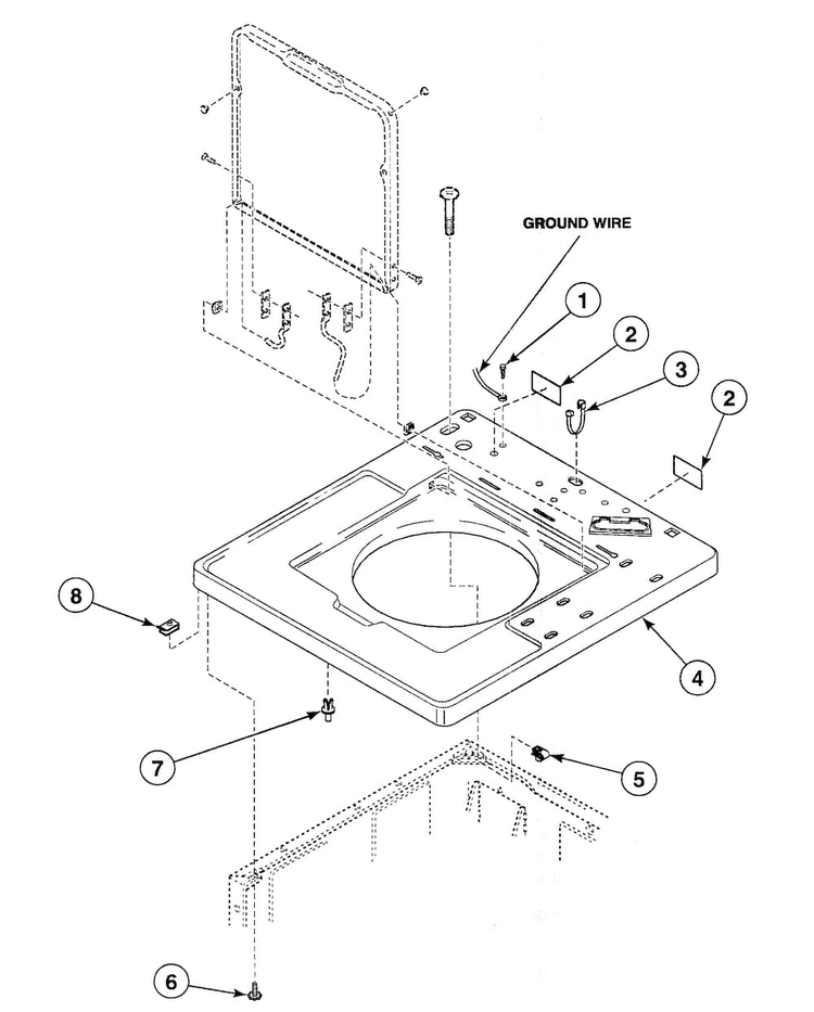 Cabinet Top Diagram and Parts List for SWT820WN  Speed Queen Washer