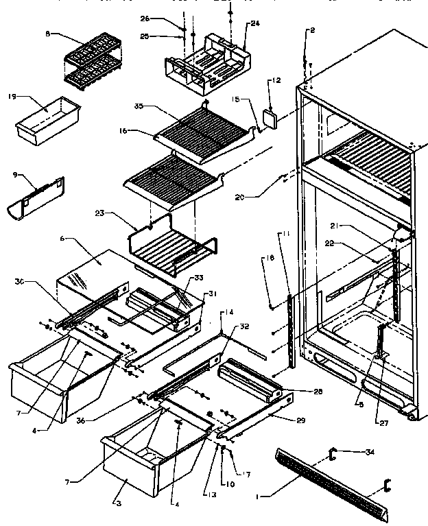 Shelves And Accessories Diagram and Parts List for TX22R-P1157704W  Amana Refrigerator
