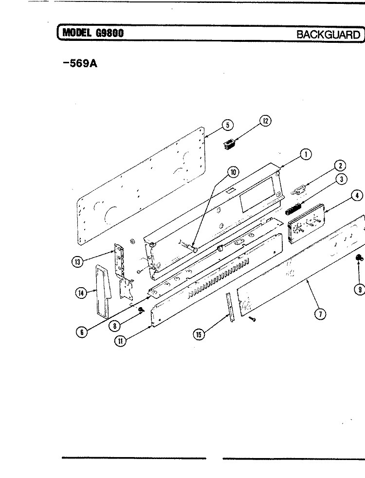 CONTROL PANEL Diagram and Parts List for CPG9827W569A  Hardwick Range