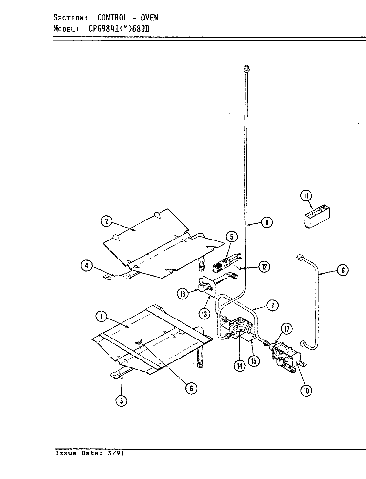 CONTROL (OVEN) Diagram and Parts List for CPG9841A689DQ  Hardwick Range