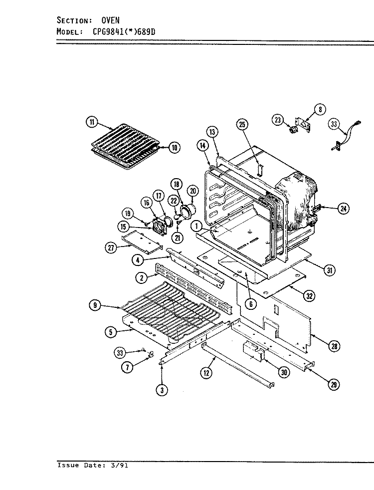 OVEN Diagram and Parts List for CPG9841A689DQ  Hardwick Range