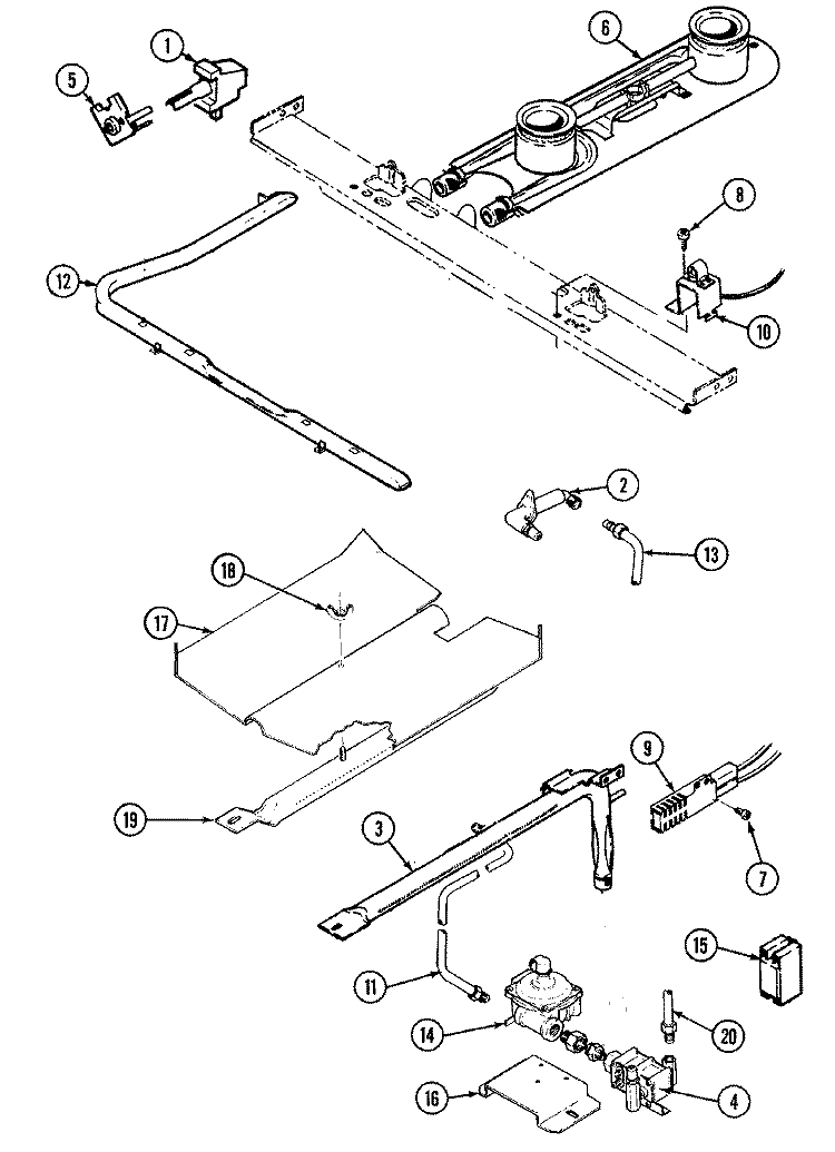 GAS CONTROLS Diagram and Parts List for H3432SRW  Hardwick Range