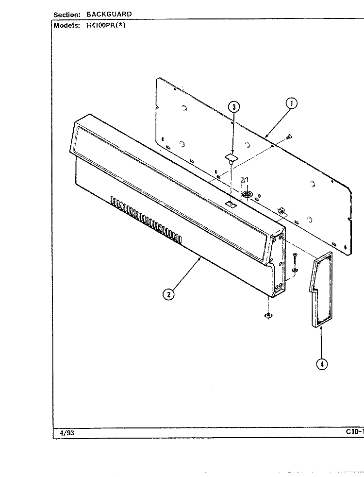 CONTROL PANEL (H4100PRx) Diagram and Parts List for H4100PRW  Hardwick Range