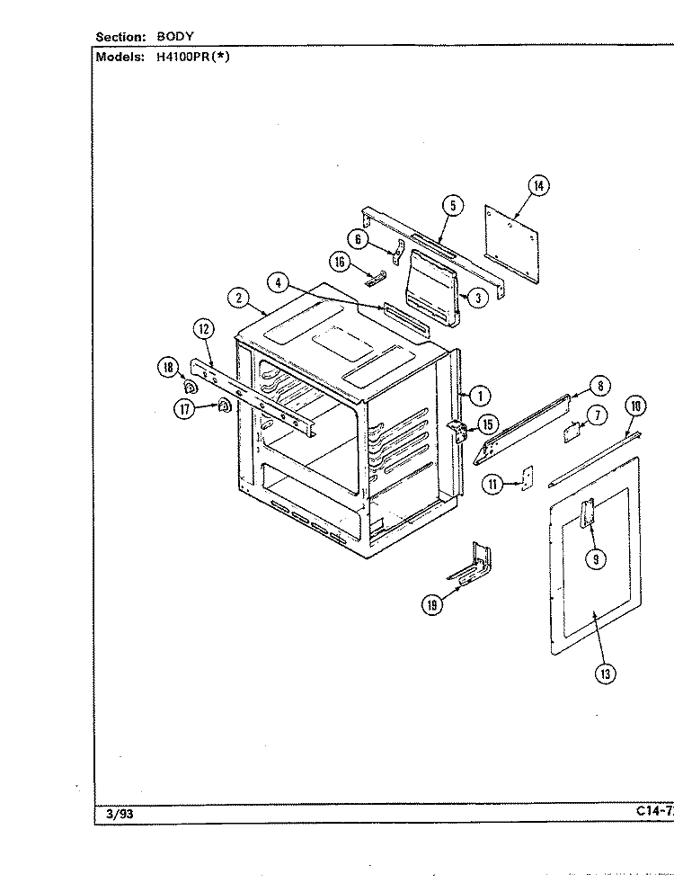 BODY (H4100PRx) Diagram and Parts List for H4100PRW  Hardwick Range