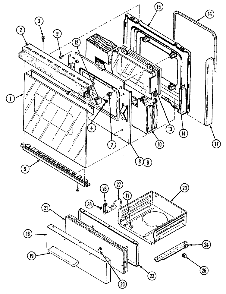 DOOR / DRAWER (H3221WTV) Diagram and Parts List for H3231XTW  Hardwick Range