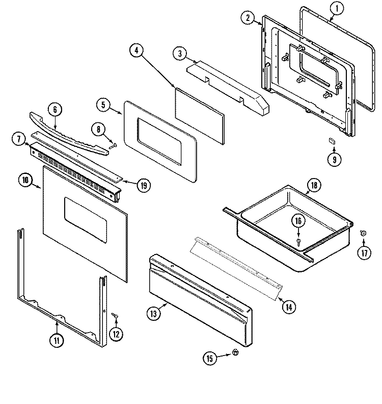 DOOR / DRAWER Diagram and Parts List for H3131XUW  Hardwick Range