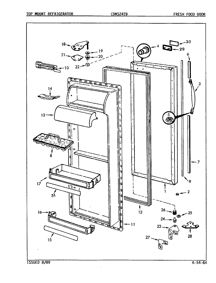 FRESH FOOD DOOR Diagram and Parts List for CDNS24T9A 8L08A Amana Refrigerator
