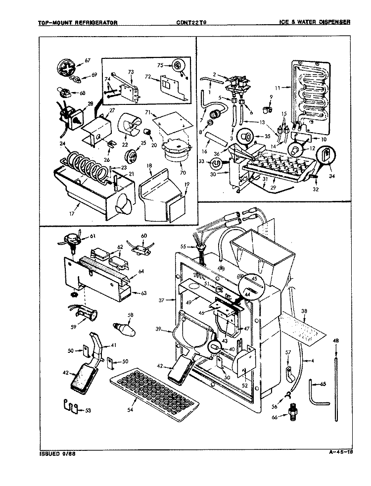 ICE & WATER DISPENSER Diagram and Parts List for CDNT22T9A 8B30A Admiral Refrigerator