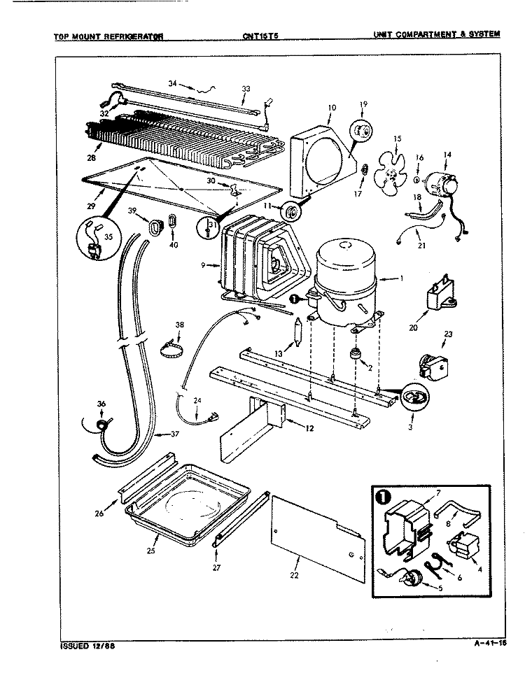 UNIT COMPARTMENT & SYSTEM Diagram and Parts List for CNT15T5A 9C43A Crosley Refrigerator