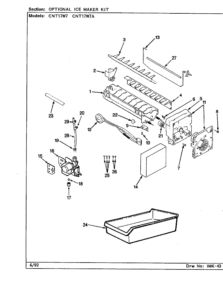 OPTIONAL ICE MAKER KIT Diagram and Parts List for CNT17W7A CC37A Crosley Refrigerator