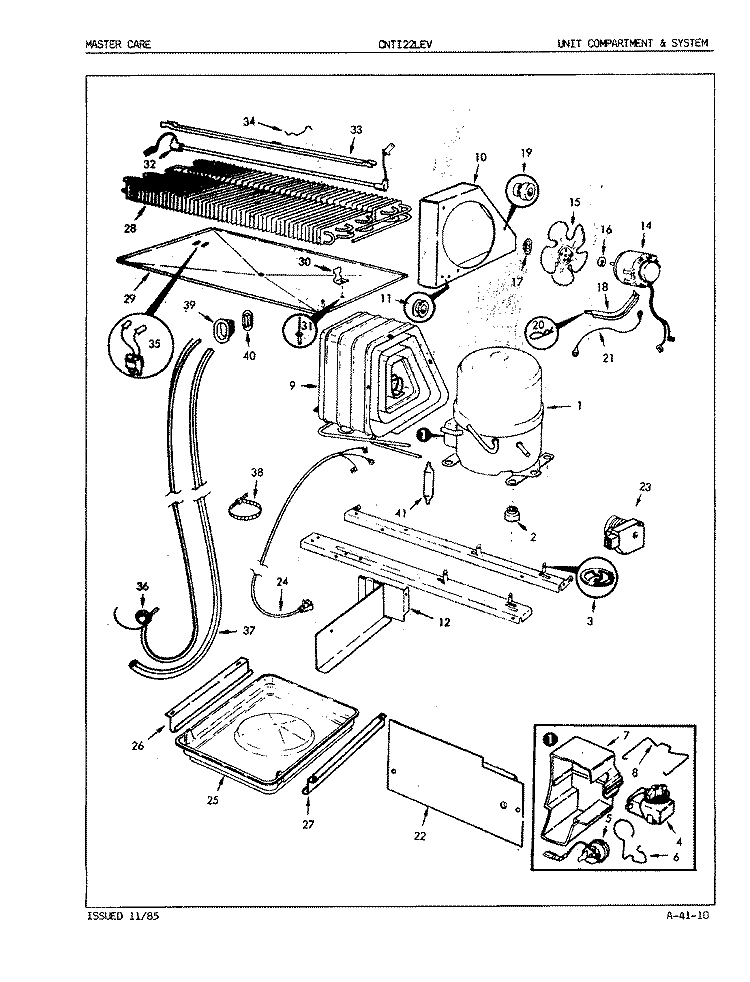 UNIT COMPARTMENT & SYSTEM Diagram and Parts List for CNTI22LEVA 5B61A Admiral Refrigerator