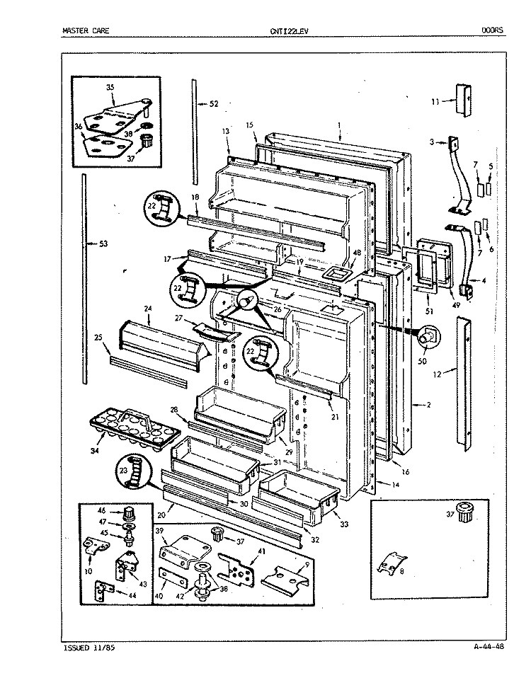 DOORS Diagram and Parts List for CNTI22LEVA 5B61A Admiral Refrigerator