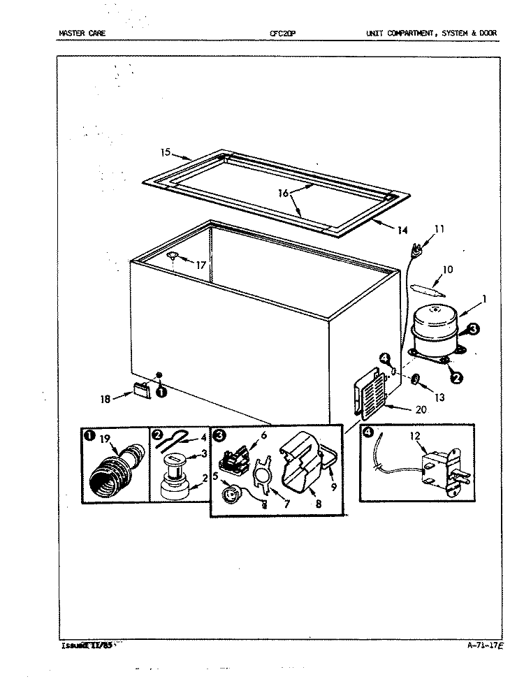 UNIT COMPARTMENT & SYSTEM Diagram and Parts List for CFC20P EY62A Maytag Freezer