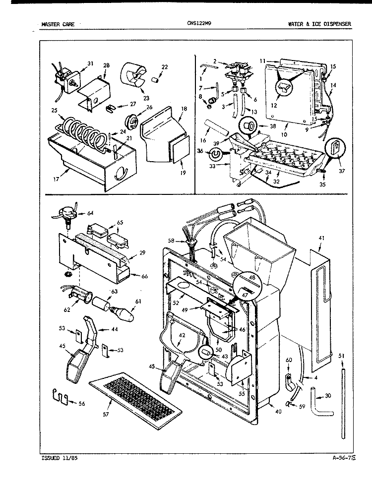 WATER & ICE DISPENSER Diagram and Parts List for CNSI22M9 5M64B Crosley Refrigerator