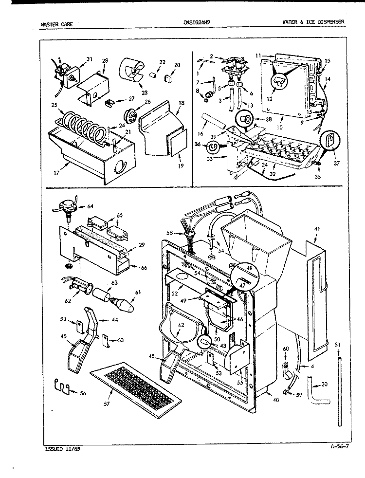 WATER & ICE DISPENSER Diagram and Parts List for CNSIG24M9A 5M65A Crosley Refrigerator