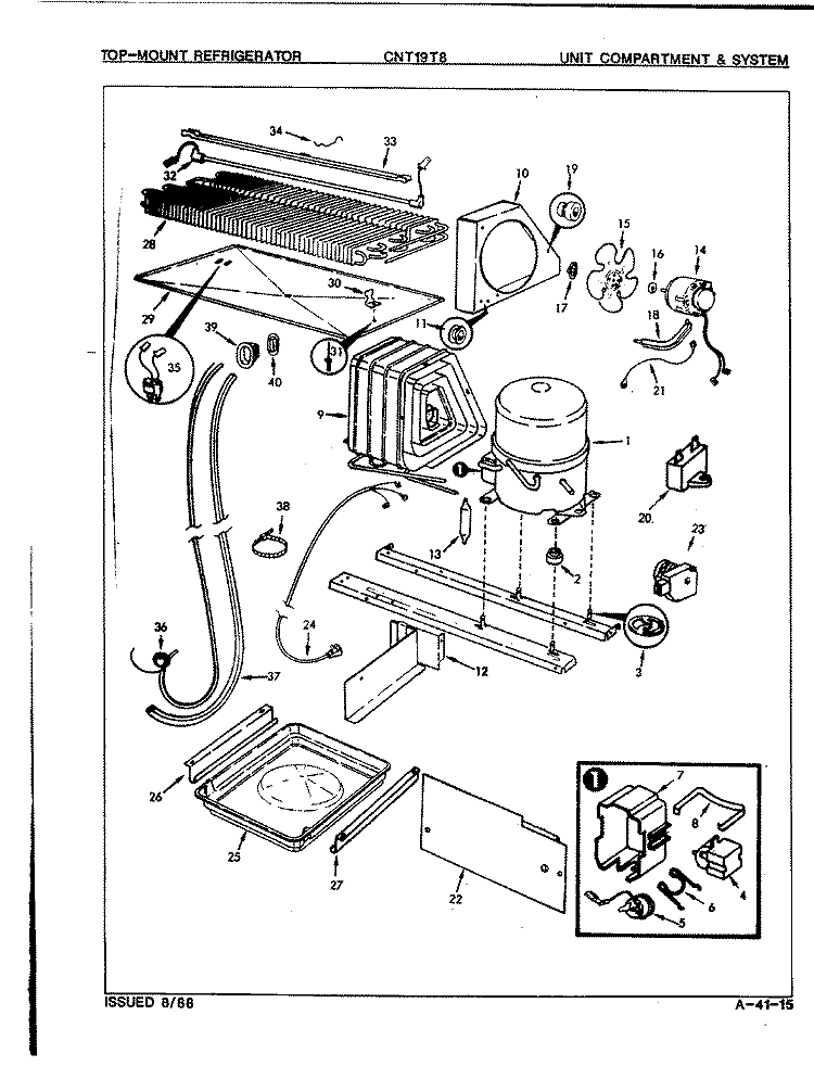 UNIT COMPARTMENT & SYSTEM Diagram and Parts List for CNT19T8A 8A15A Crosley Refrigerator