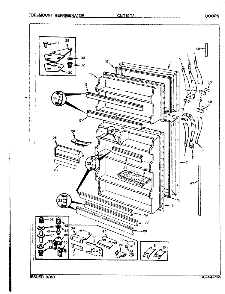 DOORS Diagram and Parts List for CNT19T8A 8A15A Crosley Refrigerator