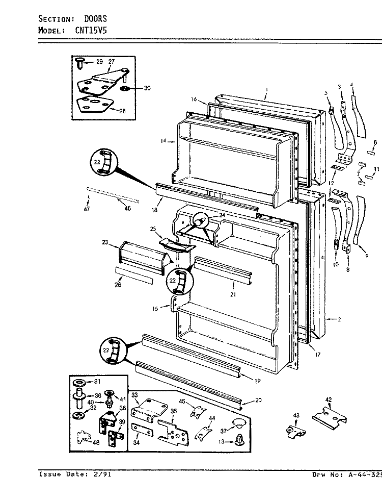 DOORS Diagram and Parts List for CNT15V5A AC13B Crosley Refrigerator