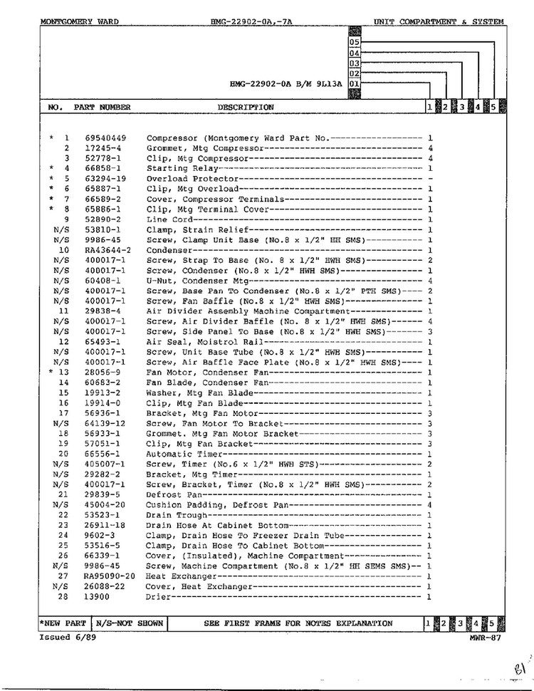 Unit Compartment And System Page 2 Diagram and Parts List for 22902-OA  Admiral Refrigerator