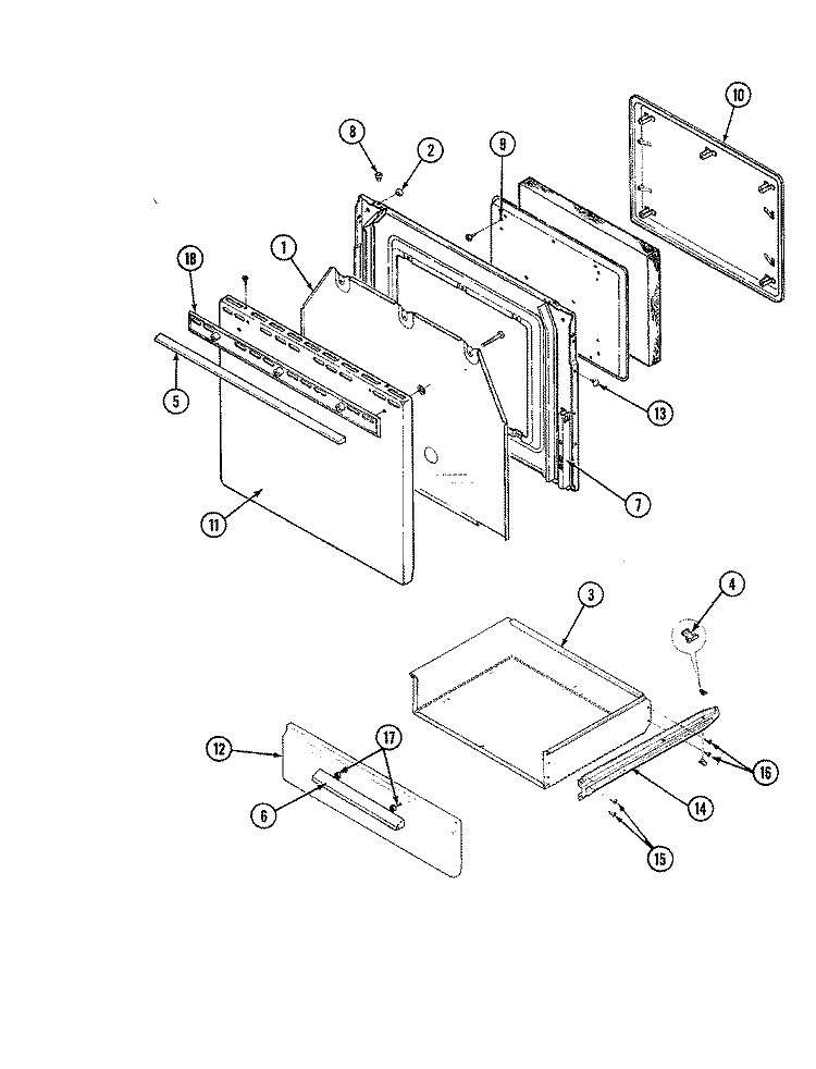 DOOR Diagram and Parts List for 34GN-92CK  Magic Chef Range