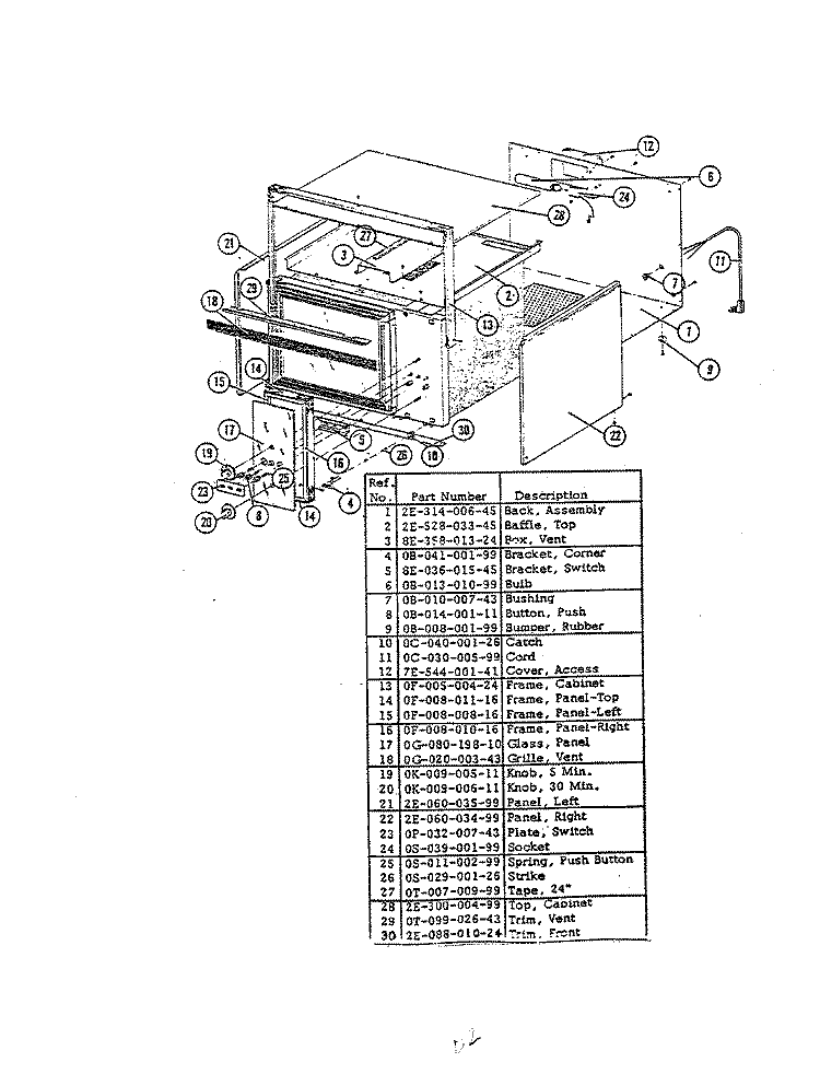 CABINET Diagram and Parts List for EL214-450  Hardwick Microwave