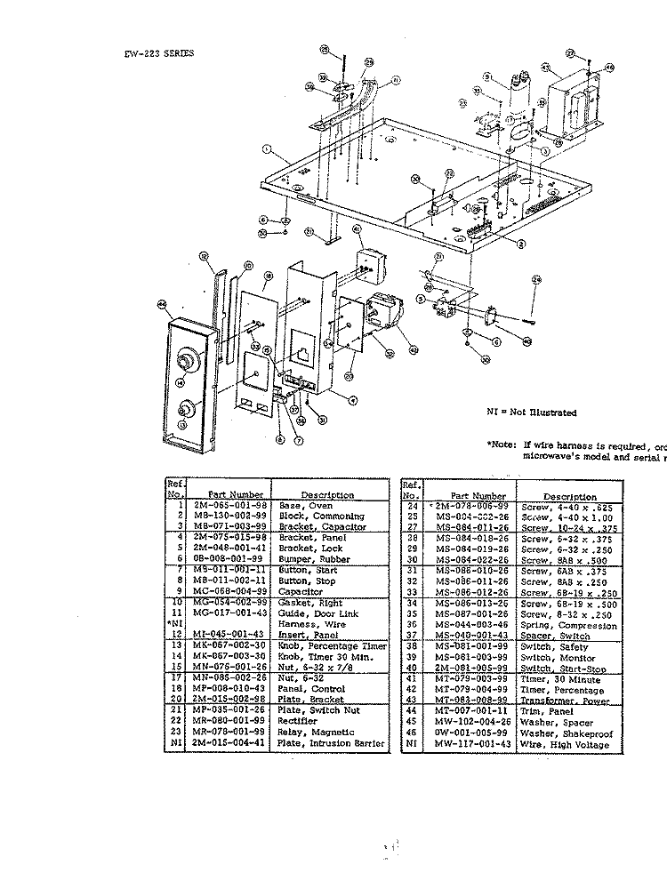 BASE & CONTROLLER (EW223) Diagram and Parts List for EW223  Hardwick Microwave