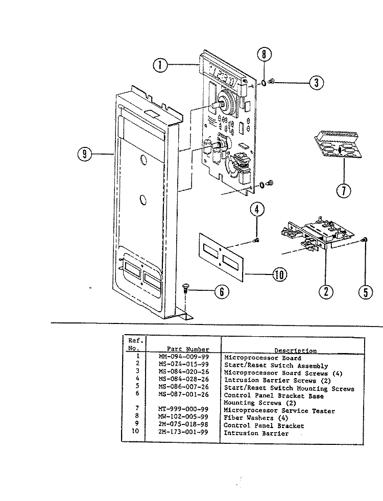 MICROPROCESSOR BOARD Diagram and Parts List for EW224  Hardwick Microwave