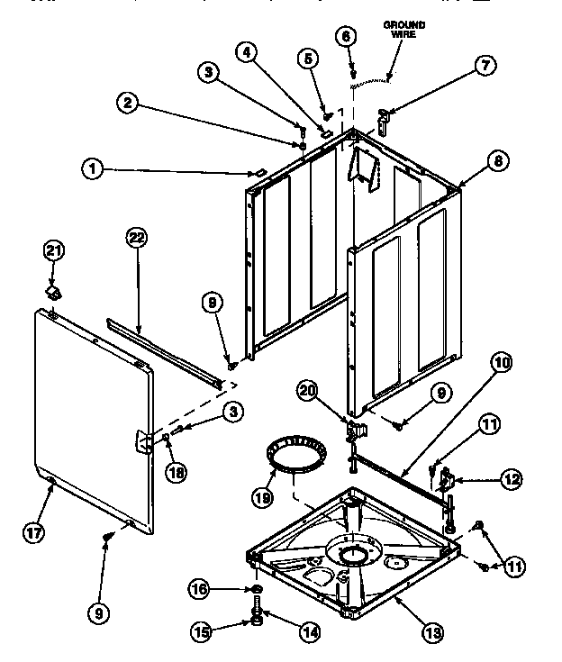 Front Panel, Base Assembly And Cabinet Assembly Diagram and Parts List for LW8363W2 PLW8363W2B Amana Washer