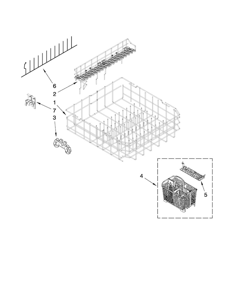 Lower Rack Parts Diagram and Parts List for MDB8959AWB6  Maytag Dishwasher
