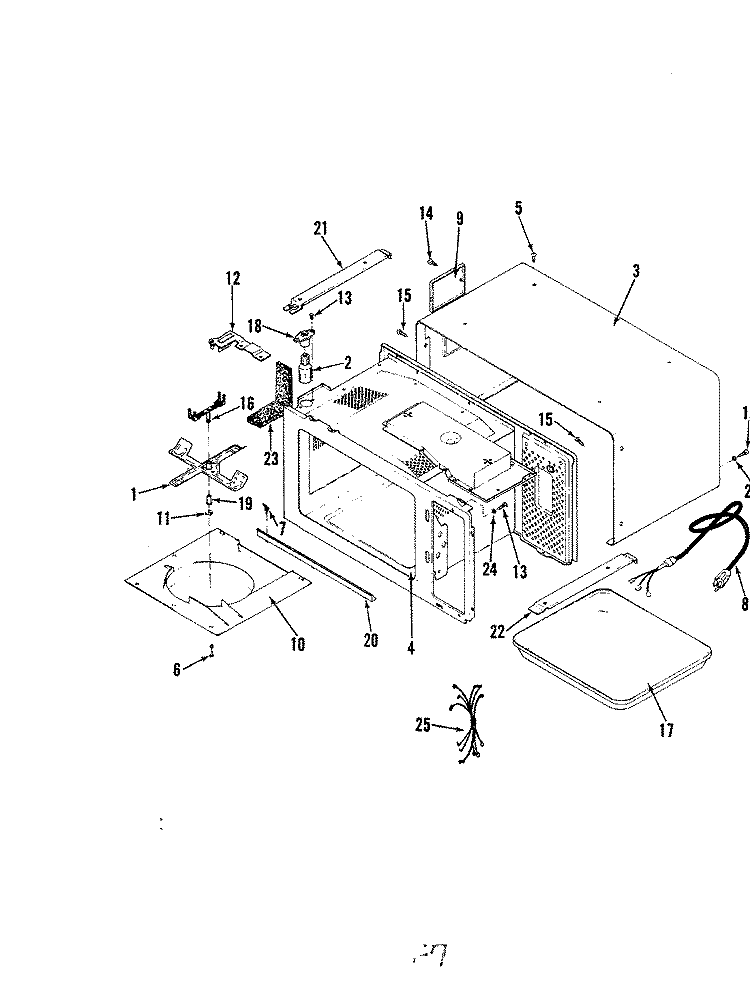 CAVITY & CABINET Diagram and Parts List for M205  Hardwick Microwave