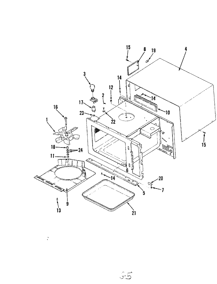 CABINET & CAVITY Diagram and Parts List for M215  Hardwick Microwave